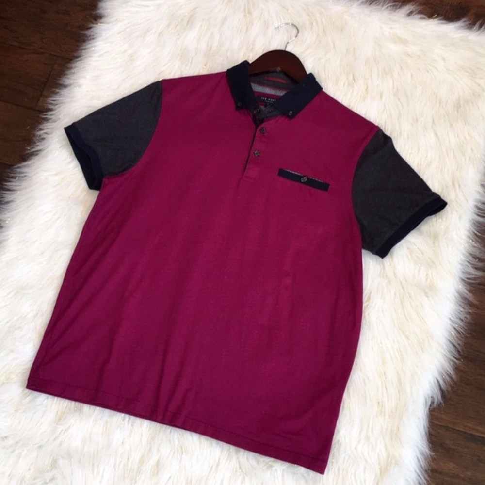 Ted Baker Maroon Spring Polo Shirt size: 4
